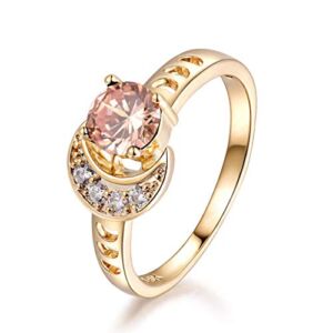 888 Easy Shop Yellow Sapphire Topaz Sun & Moon 18K Gold Filled Lady Women Wedding Party Rings (8)