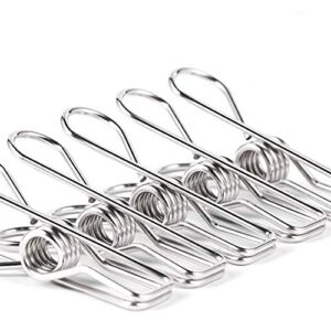 Clothes Pins for Laundry Clips – 28 Pack Heavy Duty Multipurpose Stainless Steel Clothespins Metal Wire Utility Clips Drying Pegs Clamps for Clothesline Outdoor Kitchen Food Bag 2.6 Inch (Silver)