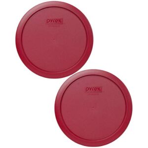 Pyrex Bundle – 2 Items: 7402-PC 6/7-Cup Sangria Red Plastic Food Storage Lids