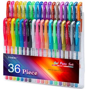 Gel Pens, 36 Colors Gel Pens Set for Adult Coloring Books, Colored Gel Pen Fine Point Marker, Great for Kids Adult Doodling Scrapbooking Drawing Writing Sketching