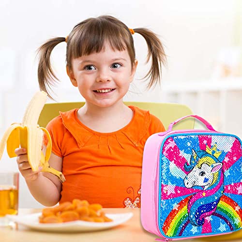 AGSDON Unicorn Lunch Box for Girls, Kids Insulated Sequin Lunch Bag, Toddler lunchbox | The Storepaperoomates Retail Market - Fast Affordable Shopping