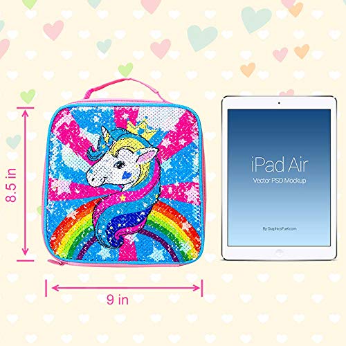 AGSDON Unicorn Lunch Box for Girls, Kids Insulated Sequin Lunch Bag, Toddler lunchbox | The Storepaperoomates Retail Market - Fast Affordable Shopping