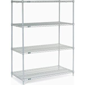 Nexel 24″ x 48″ x 63″, 4 Tier, NSF Listed Adjustable Wire Shelving, Unit Commercial Storage Rack, Silver Epoxy, Leveling feet