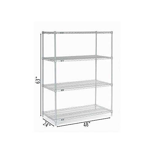 Nexel 24″ x 48″ x 63″, 4 Tier, NSF Listed Adjustable Wire Shelving, Unit Commercial Storage Rack, Silver Epoxy, Leveling feet | The Storepaperoomates Retail Market - Fast Affordable Shopping