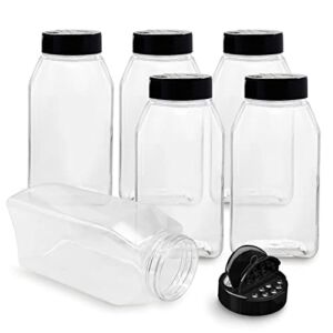 ROYALHOUSE – 6 PACK – 32 Oz with Black Cap – Plastic Spice Jars Bottles Containers ? Perfect for Storing Spice, Herbs and Powders ? Lined Cap – Safe Plastic ? PET – BPA free – Made in the USA?