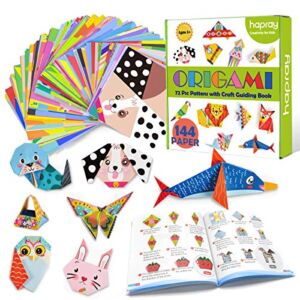 hapray Origami Kit 144 sheets Origami Paper for Kids 72 Patterns with Craft Guiding Book