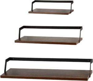NEX Floating Shelves Wall Mounted Set of 3, Rustic Wood Wall Shelves for Wall Décor, Bedroom, Bathroom, Living Room, Kitchen