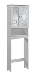RunFine RFBW12301 Etagere, 2 Glass Doors with 1 Adjustable Shelf, Open Storage Space and 2 Post Legs, Chrome Hardware