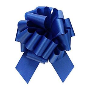 Berwick Offray 2.5” Wide Ribbon Pull Bow, 8” Diameter with 20 Loops, Royal Blue