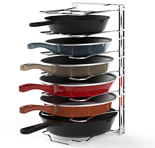 Simple Houseware 7 Adjustable Compartments Pot and Pan Organizer Rack Lid Holder, Chrome | The Storepaperoomates Retail Market - Fast Affordable Shopping