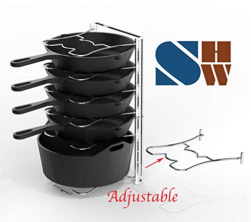 Simple Houseware 7 Adjustable Compartments Pot and Pan Organizer Rack Lid Holder, Chrome | The Storepaperoomates Retail Market - Fast Affordable Shopping