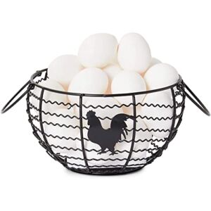 Wire Egg Collecting Basket, Farmhouse Kitchen Organizer (Black, 8.2 x 8.2 x 4.9 In)