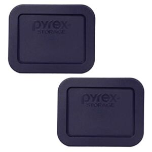 Pyrex Bundle – 2 Items: 7213-PC 1.9-Cup Dark Blue Plastic Food Storage Lids