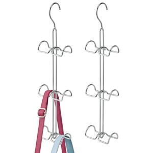 mDesign Metal Wire Over The Closet Rod Hanging Storage Organizer Hanger for Storing and Organizing Purses, Backpacks, Satchels, Crossovers, Handbags – 2 Pack – Chrome