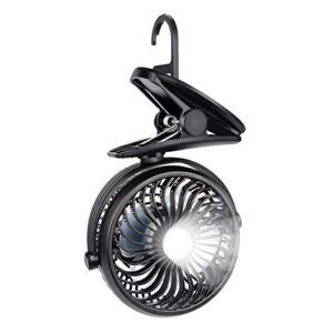 Mieuxbuck Clip on Fan, Portable Fan with Hanging Hook, 360° Rotation Rechargeable Battery Operated, Camping Lanterns for Tent RV Stroller Outdoor Activities