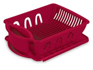 Tribello Sink Dish Drying Rack Drainer (Red)