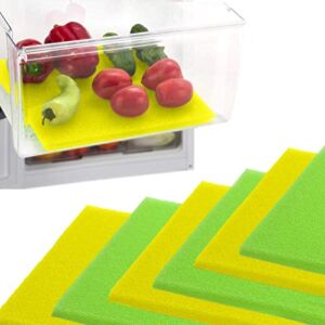 Dualplex® Fruit & Veggie Life Extender Liner for Refrigerator Fridge Drawers, 12 X 15 Inches, 6 Pack Includes 3 Yellow 3 Green – Extends The Life of Your Produce Stays Fresh & Prevents Spoilage