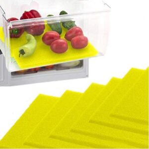 Dualplex® Fruit & Veggie Life Extender Liner for Fridge Refrigerator Drawers, 12 x 15 Inches (6 Pack) – Extends The Life of Your Produce Stays Fresh & Prevents Spoilage, (Yellow)