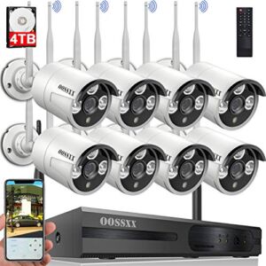 {Dual Antennas for WiFi Enhanced & 60 Days Storage} AI Human Detected 2K 3.0MP Wireless Security Camera System,OOSSXX 8 Channel NVR HD Outdoor Home Surveillance WiFi Cameras Systems with 4TB HDD