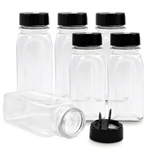 RoyalHouse – 6 Pack 14 Oz Plastic Spice Jars with Black Cap, Clear and Safe Plastic Bottle Containers with Shaker Lids for Storing Spice, Herbs and Seasoning Powders, BPA Free, Made in USA