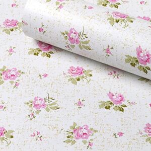 SimpleLife4U Pink Rose Furniture Protect Paper Removable Shelf Liner for Kitchen Cabinet Dresser Drawer Covering