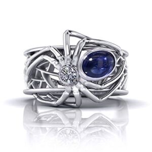 PR Jewelry Women Men Animal Spider 925 Silver Ring 1.68 Ct Blue Sapphire Wedding Size 6-10 (7)