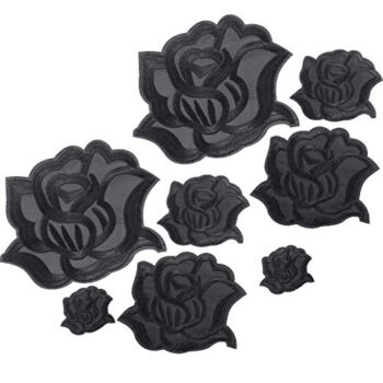 Black Rose Fabric Patches Rose Flower Repair Patches 4 Size Sew on or Iron on Applique Patches for Jacket Jeans Clothes Hats Shoes Bags (8 Pieces) | The Storepaperoomates Retail Market - Fast Affordable Shopping