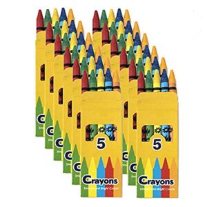 24 Pack Crayons – Wholesale Bright Wax Coloring Crayons in Bulk, 5 Per Box in Assorted Bundle Art Sets (24 Pack)
