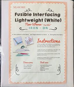 MAROBEE White Fusible Interfacing Lightweight Non-Woven for Sewing and Quilting Projects, Ultra Adhesive Bond Iron-On One Sided – Apparels and Face Masks, DIY Crafts (40 Inch x 3 Yard)