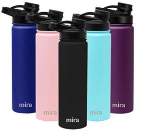 MIRA 24 oz Stainless Steel Water Bottle – Hydro Vacuum Insulated Metal Thermos Flask Keeps Cold for 24 Hours, Hot for 12 Hours – BPA-Free Spout Lid Cap – Black