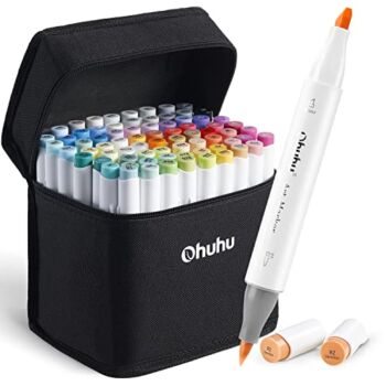 Ohuhu Alcohol Markers Brush Tip – Double Tipped Art Marker Set for Kids Artist Adults Coloring Sketching Illustration – 72 Colors w/ 1 Colorless Alcohol-based Blender – Chisel & Brush Tips – Honolulu | The Storepaperoomates Retail Market - Fast Affordable Shopping