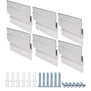 French Cleat Picture Hanger, Aluminum Z Hanger Interlocking Wall Mounting Bracket Hardware Kit Z Clips for Hanging Wall Painting, Mirrors, Panels, Artwork, Cabinet, Whiteboard (2inch-6Pairs)