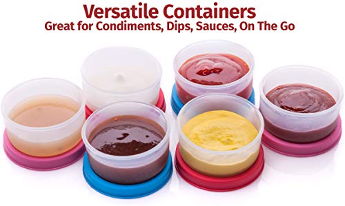 Condiment Cups Containers with Lids- 6 pk. 1.3 oz.Salad Dressing Container to go Small Food Storage Containers with Lids- Sauce Cups Leak proof Reusable Plastic BPA free for Lunch Box Picnic Travel | The Storepaperoomates Retail Market - Fast Affordable Shopping