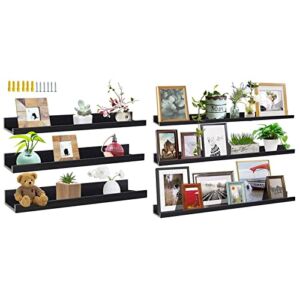 3 Pack 24 inch and 3 Pack 47 inch Photo Picture Ledge Shelf for Office, Living Room, Bedroom