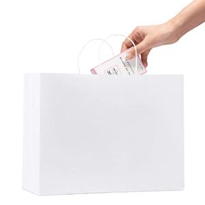 GSSUSA Shopping Bags Large with Handles16x6x12 White 50Pcs Gift Bags, Kraft Paper Bags Bulk, Bags for Small Business, Paper Shopping Bags, Grocery Bags, Shopping Bags for Boutique, Merchandise