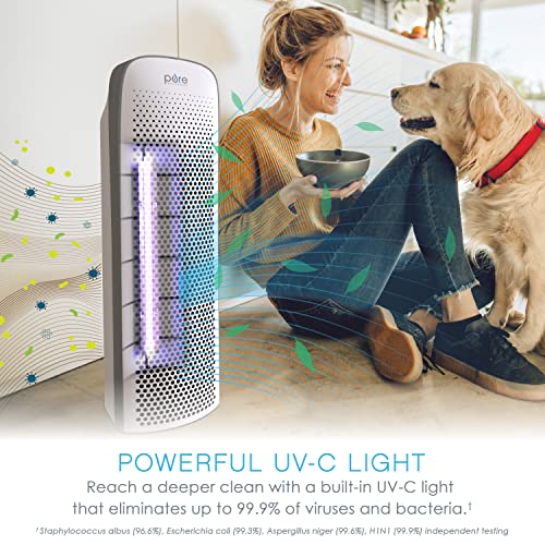 Pure Enrichment® PureZone™ Elite True HEPA Large Room Tower Air Purifier with Air Quality Monitor, 4 Stage Filtration and UV-C Light, Helps Destroy Bacteria, Smoke, Pollen & Dust (White) | The Storepaperoomates Retail Market - Fast Affordable Shopping