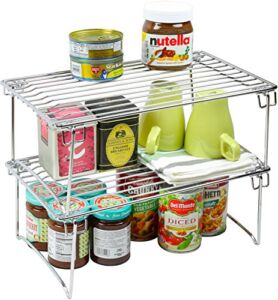 2 Pack – DecoBros Stackable Kitchen Cabinet Organizer, Chrome