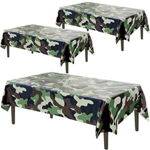 Army Plastic Tablecloth | 3 Pcs Pack (54” Inch Wide x 102” Inch Long) | Rectangular Camouflage Table Cover | Military Party Table Decorations | Camo Party Plastic Table Cover | by Anapoliz