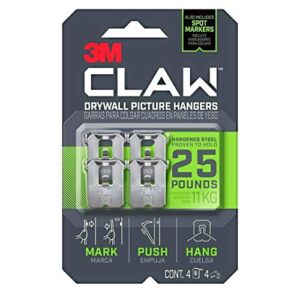 3M CLAW Strong Durable Drywall Picture Hanger (1 Pack, 4 Count)