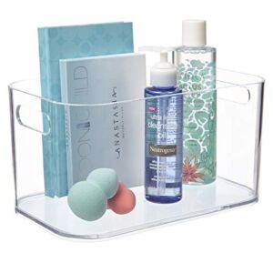 STORi Bliss 10″ x 6″ Open Compartment Clear Plastic Organizer | Rectangular Makeup and Vanity Storage Bin and Pantry Caddy with Pass-Through Handles | Round Corner Design | Made in USA