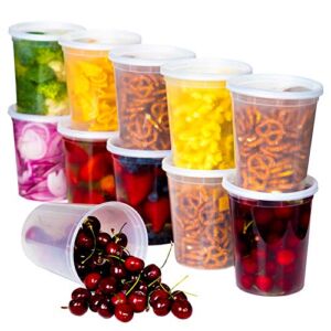 SafeWare [24 Sets Deli Plastic Food Storage Containers with Airtight Lids – Great for Slime, Soup Containers, Portion Control | Microwave | Dishwasher | Freezer Safe | Leakproof | (32oz)