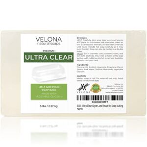 velona 5 LB – Ultra Clear Glycerin Soap Base SLS/SLES Free | Melt and Pour | Transparent Natural Bar for The Best Result for Soap Making