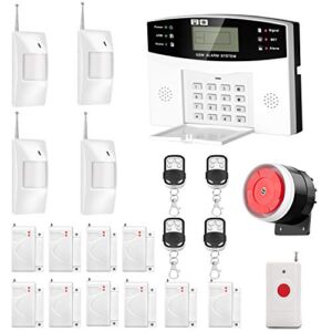 AGSHOME Security Alarm System 99+8 Zone Auto Dial GSM SMS Home Burglar Security Wireless GSM Alarm System Detector Sensor Kit Remote Control