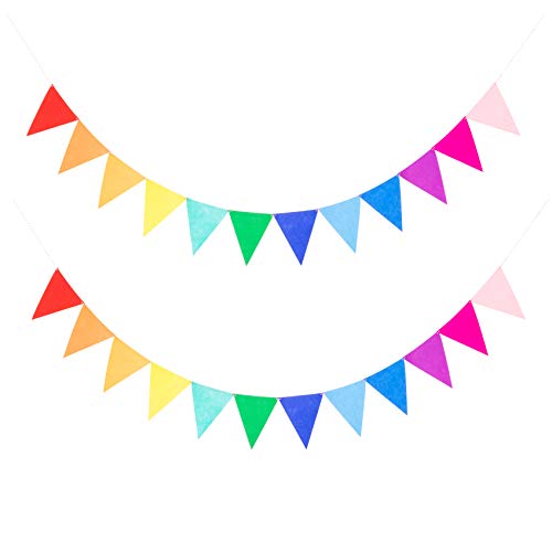 LOVENJOY 2 Assembled Rainbow Banners Felt Bunting Multicolor for Colorful Birthday Party Decorations | The Storepaperoomates Retail Market - Fast Affordable Shopping