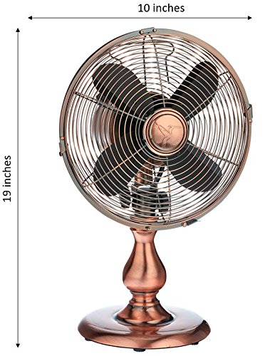 DecoBREEZE Oscillating Table Fan 3 Speed Air Circulator Fan, 10 In, Brushed Copper | The Storepaperoomates Retail Market - Fast Affordable Shopping