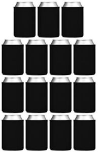 TahoeBay Blank Can Cooler Sleeves (15-Pack) Black Plain Soft Insulated Blanks for Soda, Beer, Water Bottles, HTV Vinyl Projects, Wedding Favors and Gifts