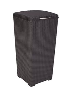 Keter 231478 Large Outdoor Trash Can with Lid Perfect for Backyard Hosting, Patio and Kitchen Use, 15 in. W x 15 in. D x 33.3 in. H, Espresso Brown