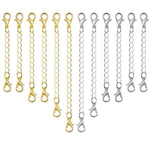 Paxcoo 12Pcs Chain Extender Jewelry Necklace Lobster Clasps and Closures for Necklace Bracelet Jewelry Making Supplies