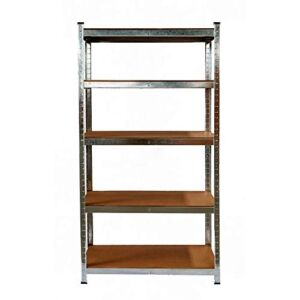Basic Houseware 5-Shelf Steel and MDF Shelf for Storage Rack, Adjustable Shelves, Garage or Workshop, Multi-Functional Rack, Galvanizing Storage Rack (Gray, 150 x 75 x 30cm)
