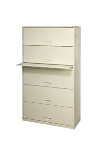 Datum Storage Stak-N-Lok 200 series 5H open shelf With Receding Doors and locking cabinet, 36″, Bone White